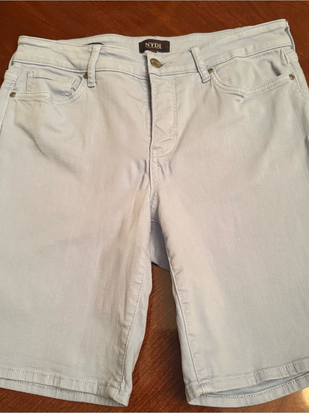 NYDJ Ella Side Slit Light Blue Women’s Stretch Denim Bermuda Shorts